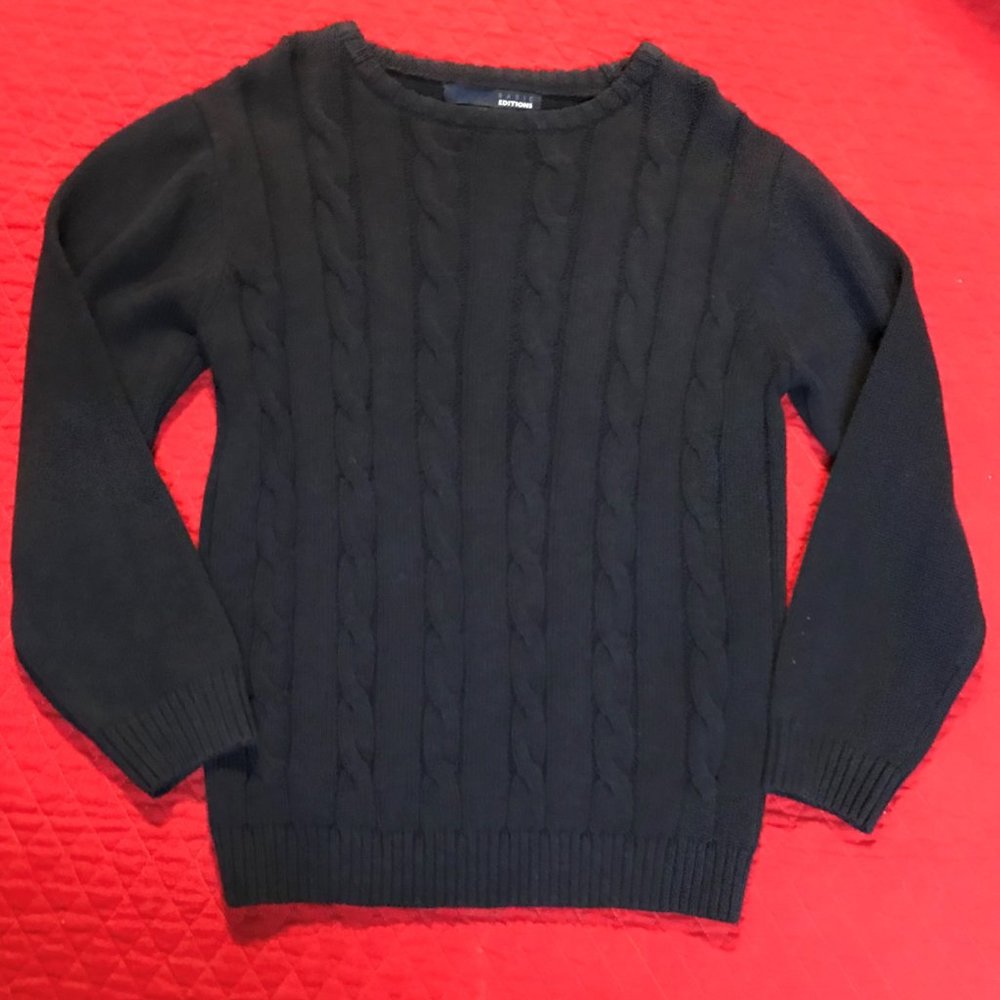 .Navy Blue Cable Knit Boy's Sweater  (6/7)